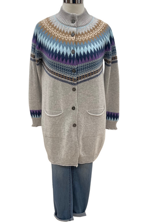 Eribe Knitwear Cairngorm Long Cardigan in Arctic