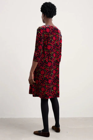 Seasalt Cornwall Mahonia Dress in Folky Flowers Onyx Carmine