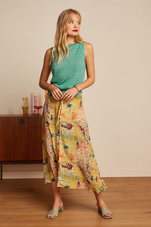 King Louie Judy Midi Skirt Serafini in Tuscan Yellow