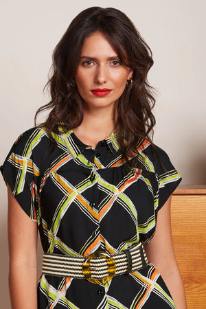 King Louie Striped Belt in Black