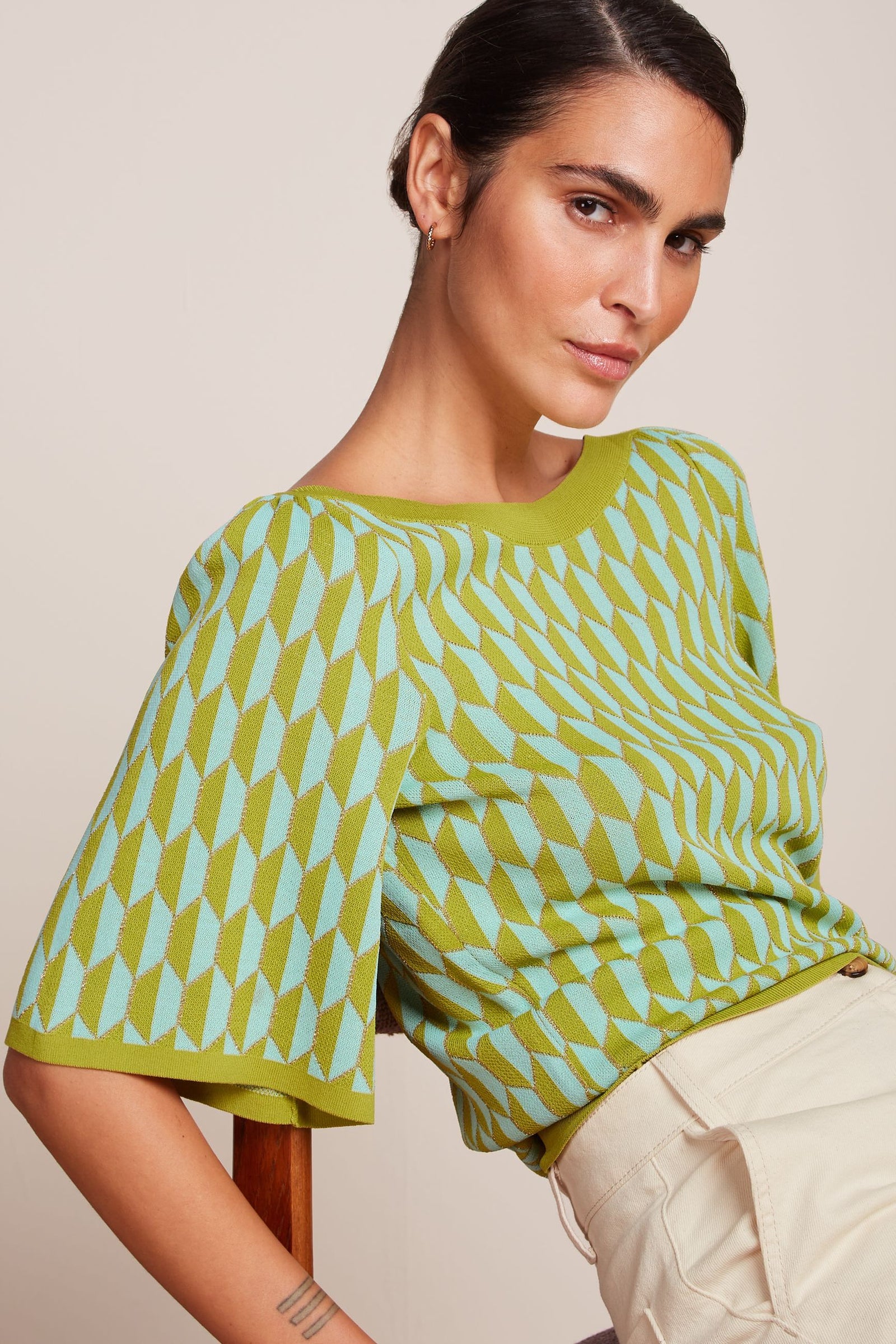 King Louie Ivy Top Wide Sleeve in Dune