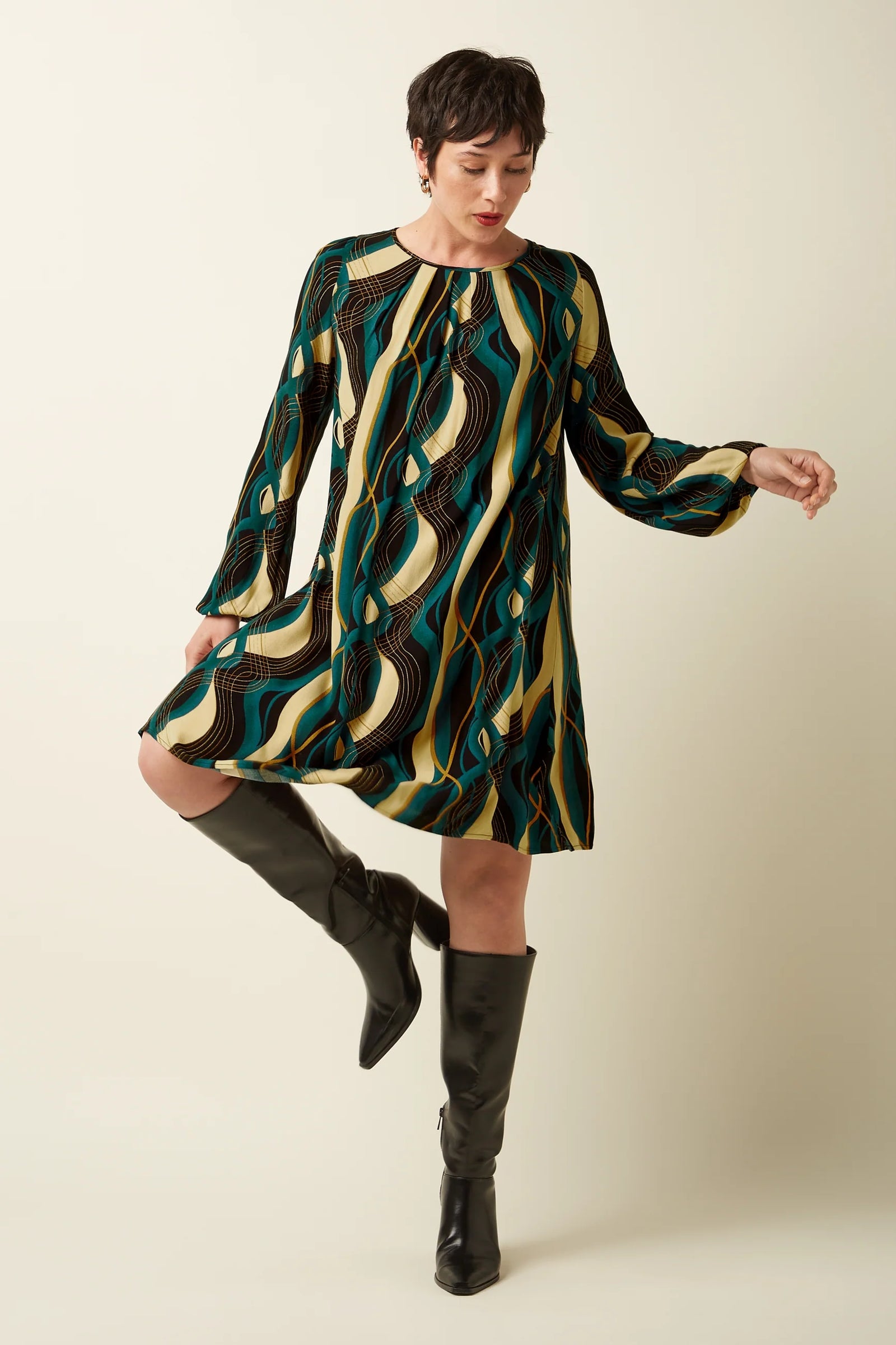 King Louie Laura Pleat Dress in Elysse