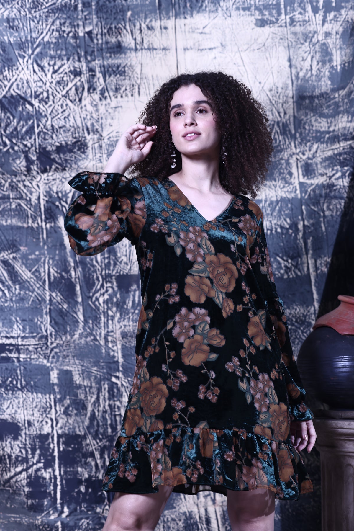 Maude Vivante Rachel Dress in Emerald Velvet