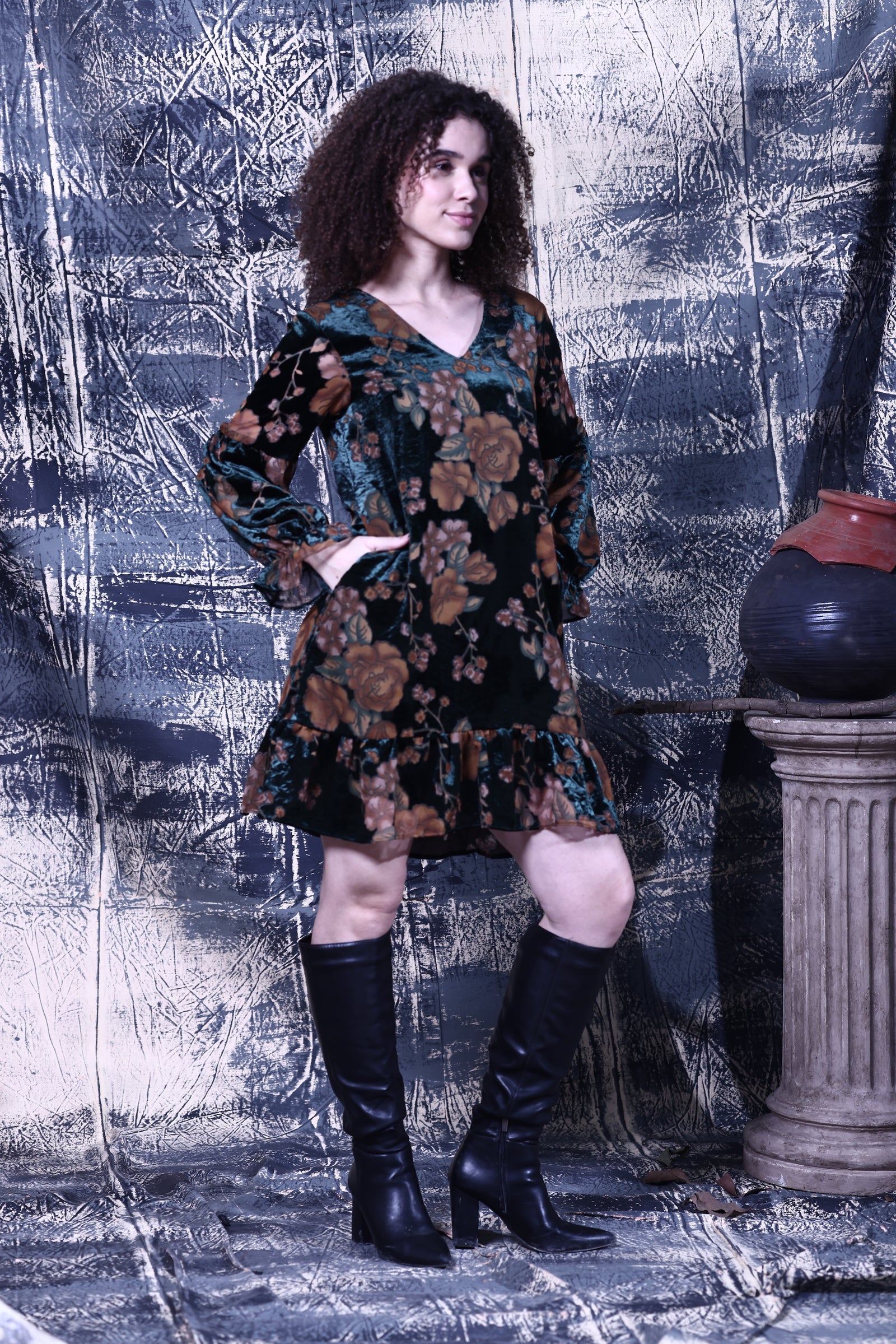 Maude Vivante Rachel Dress in Emerald Velvet