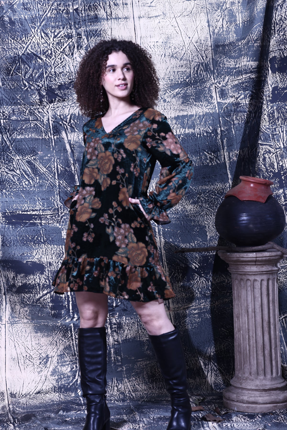 Maude Vivante Rachel Dress in Emerald Velvet