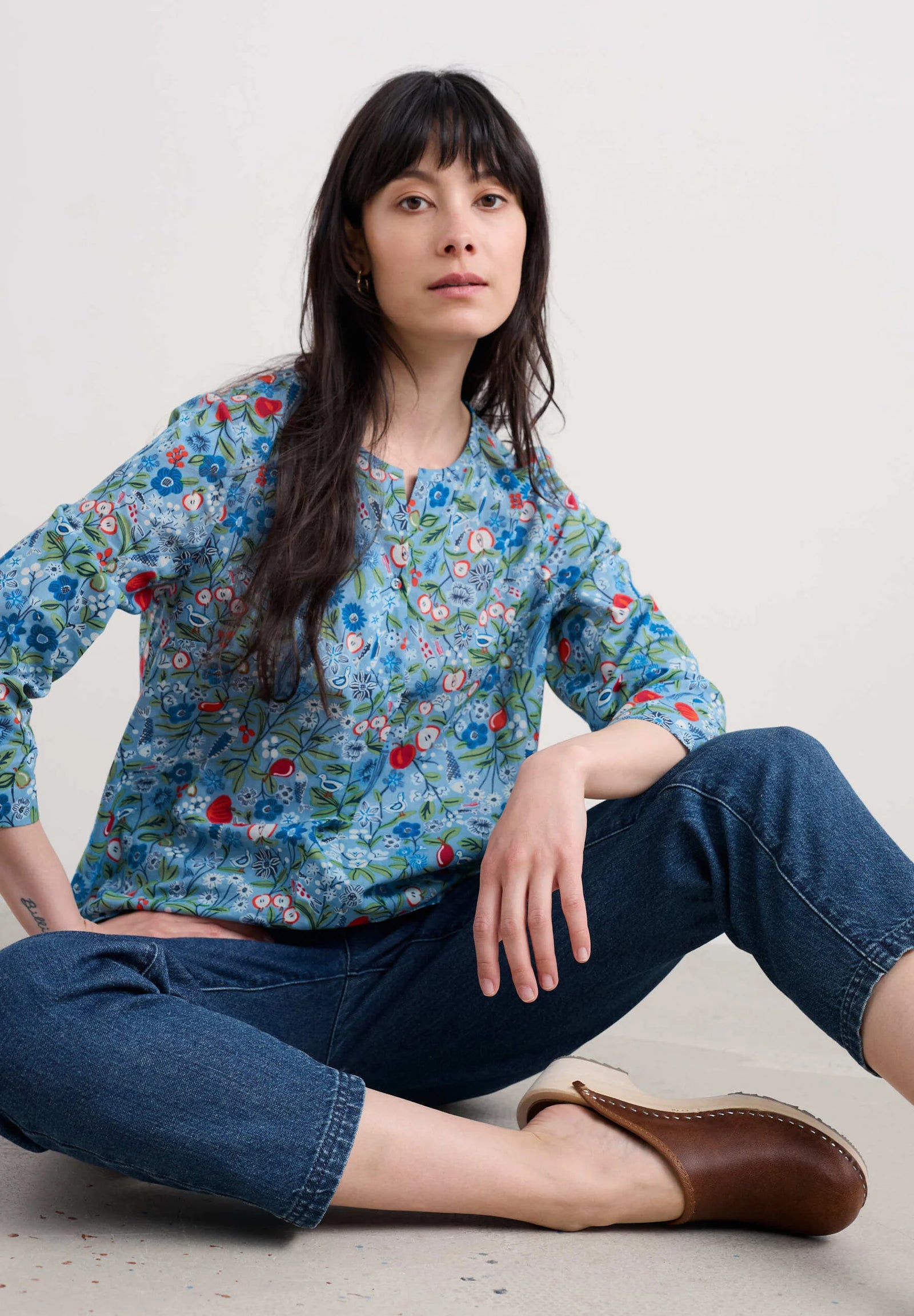 Seasalt Cornwall Watercolour Sketch Top in Still Life Sea Holly