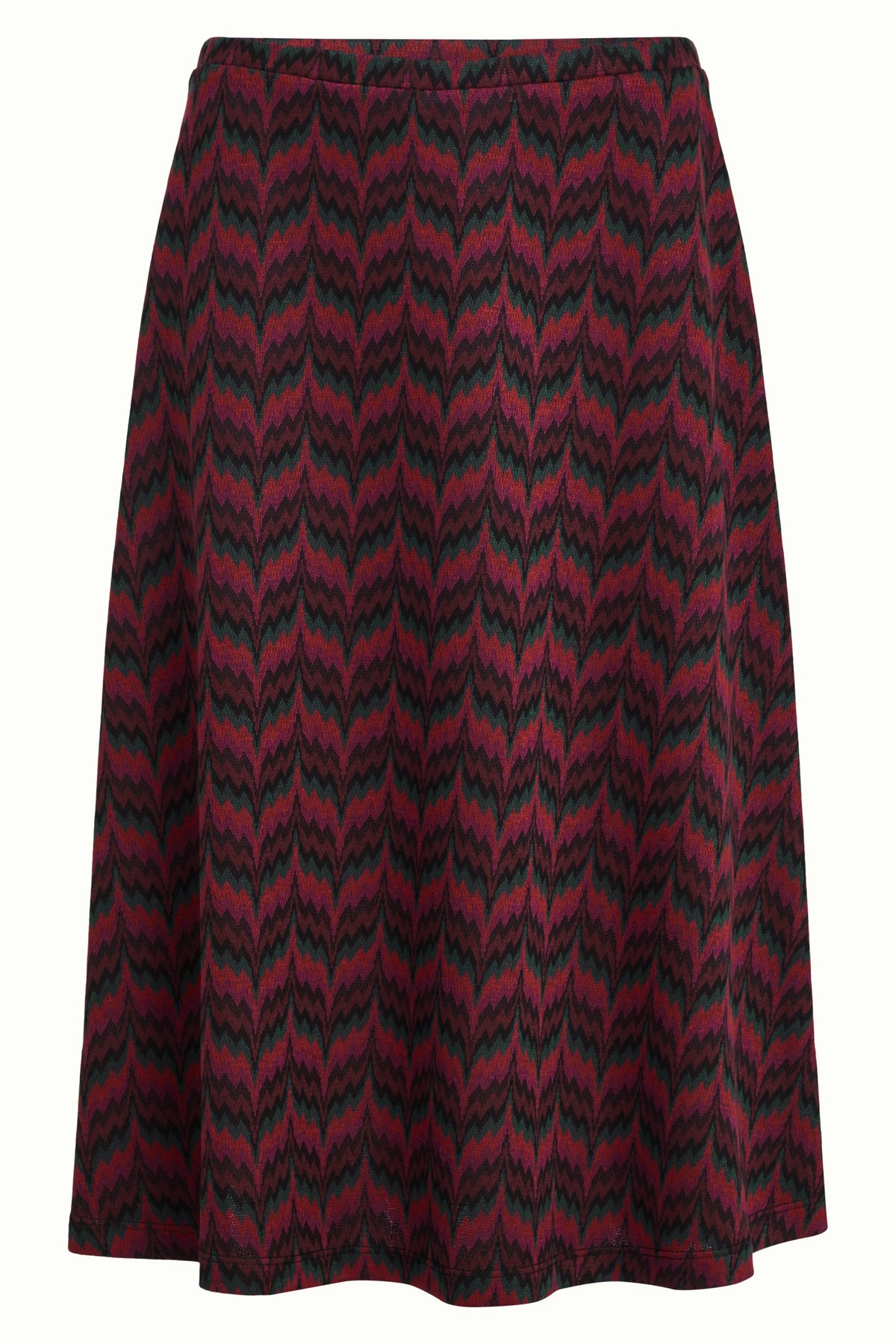 King Louie Juno Skirt Estelle Zigzag in Bordeaux Red