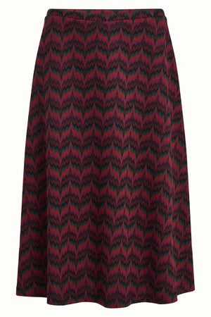King Louie Juno Skirt Estelle Zigzag in Bordeaux Red