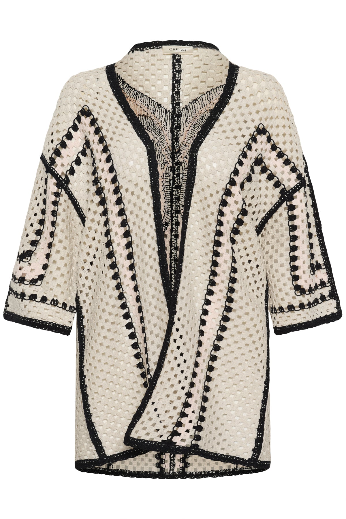 Cream Clothing Free Crochet Kimono in Perfect Pale