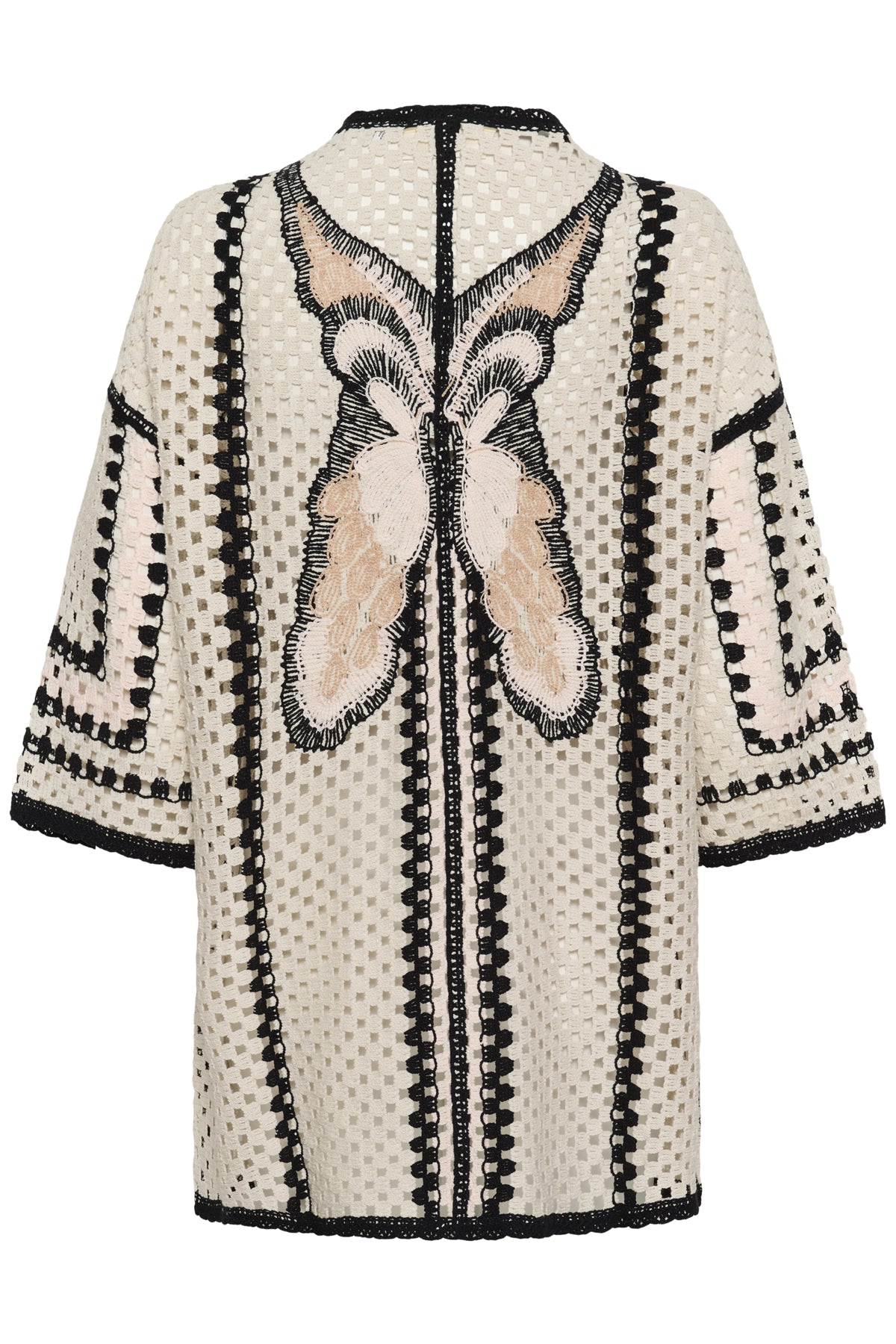 Cream Clothing Free Crochet Kimono in Perfect Pale