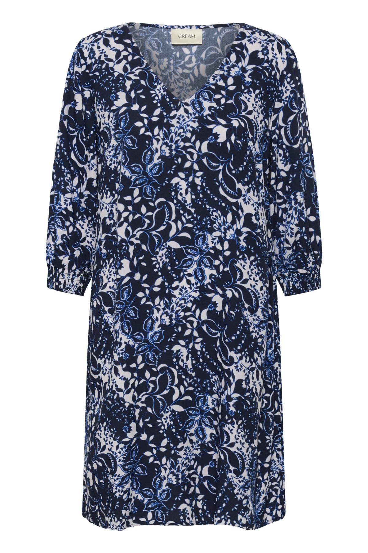 Cream Clothing Tiah Short Dress in Navy Blue Toile