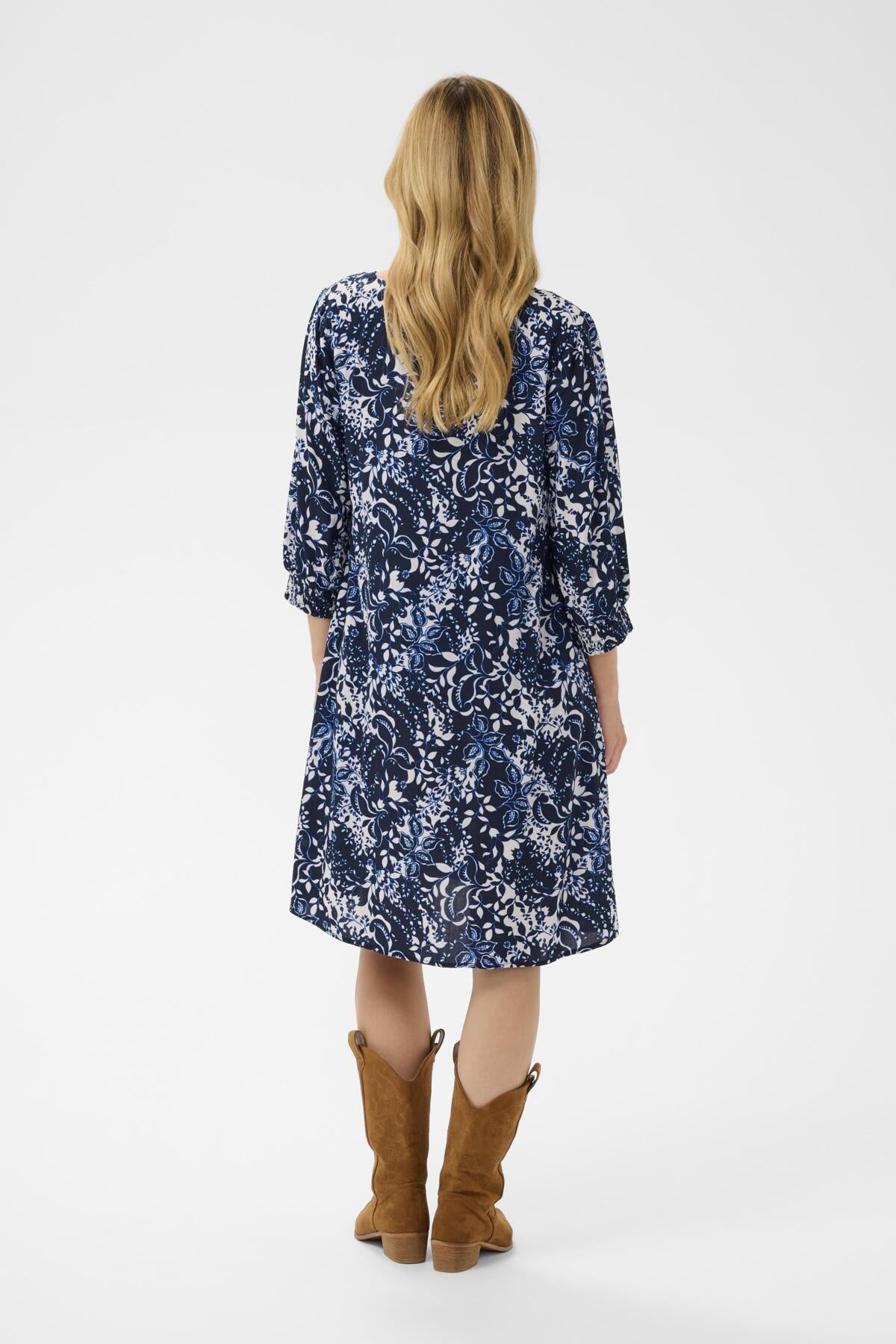 Cream Clothing Tiah Short Dress in Navy Blue Toile
