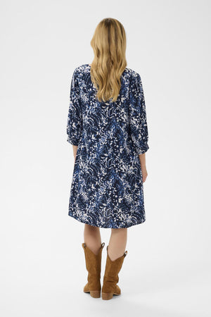 Cream Clothing Tiah Short Dress in Navy Blue Toile