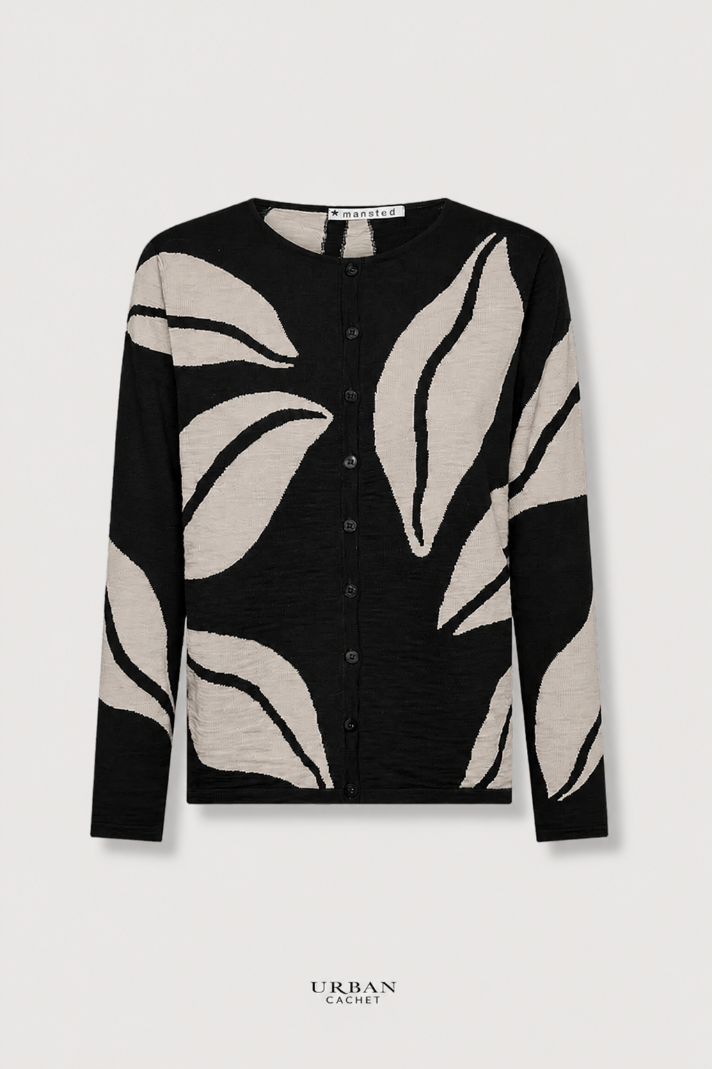 Mansted Denmark Eco Leaf Love Cardigan in Black