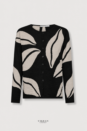 Mansted Denmark Eco Leaf Love Cardigan in Black