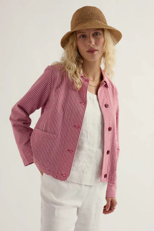 Seasalt Cornwall Camon Downs Jacket in Gingham Scarlet