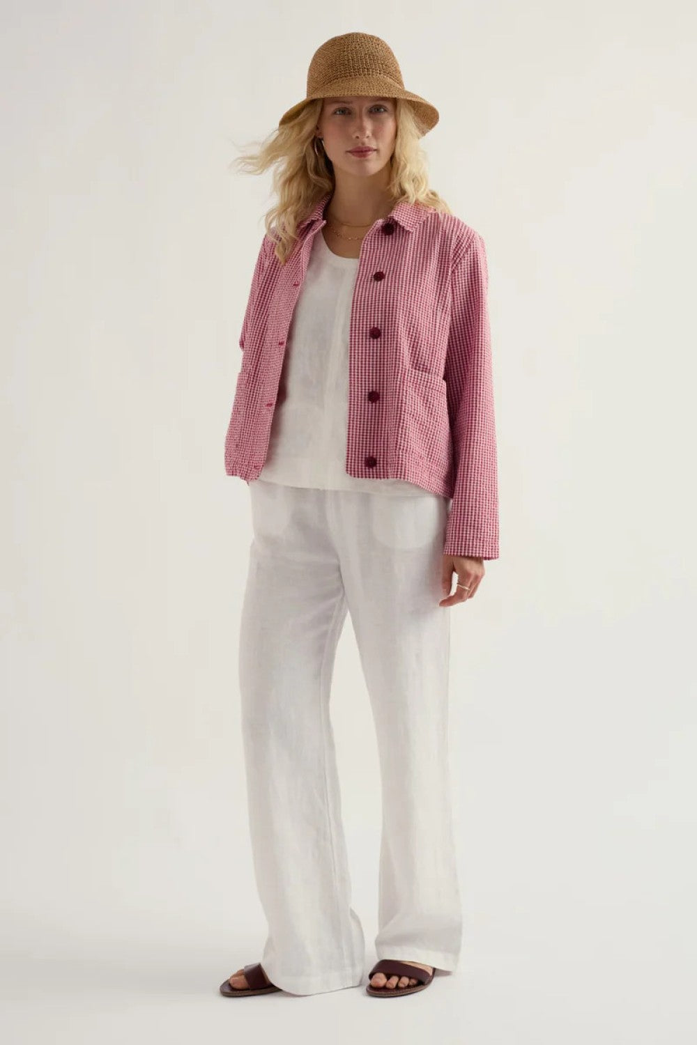 Seasalt Cornwall Camon Downs Jacket in Gingham Scarlet