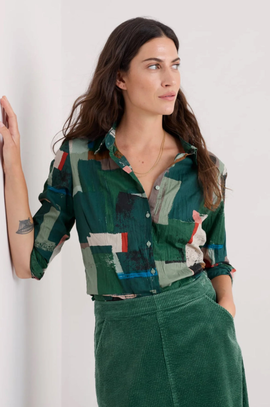 Seasalt Cornwall Larissa Shirt in Aerial Field Coppice