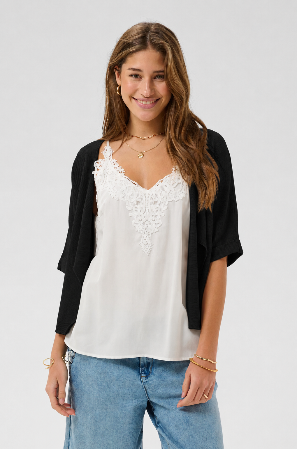 Cream Clothing Sillar Knit Bolero in Pitch Black