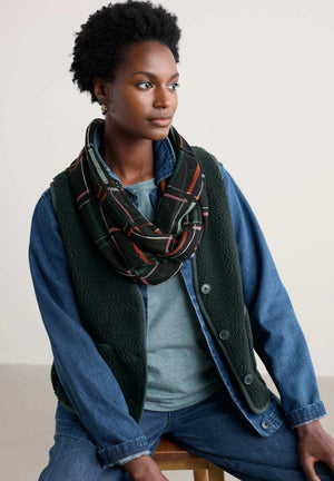 Seasalt Cornwall Pretty Circle Scarf in Rock Check Onyx