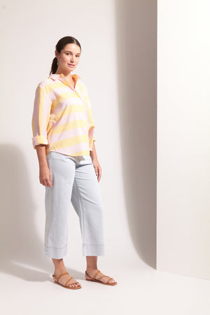 Foil Jean Queen Crop in Bleach Wash