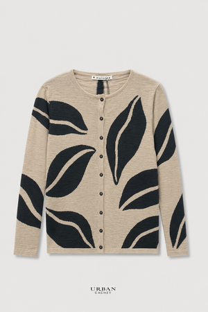 Mansted Denmark Eco Leaf Love Cardigan in Black