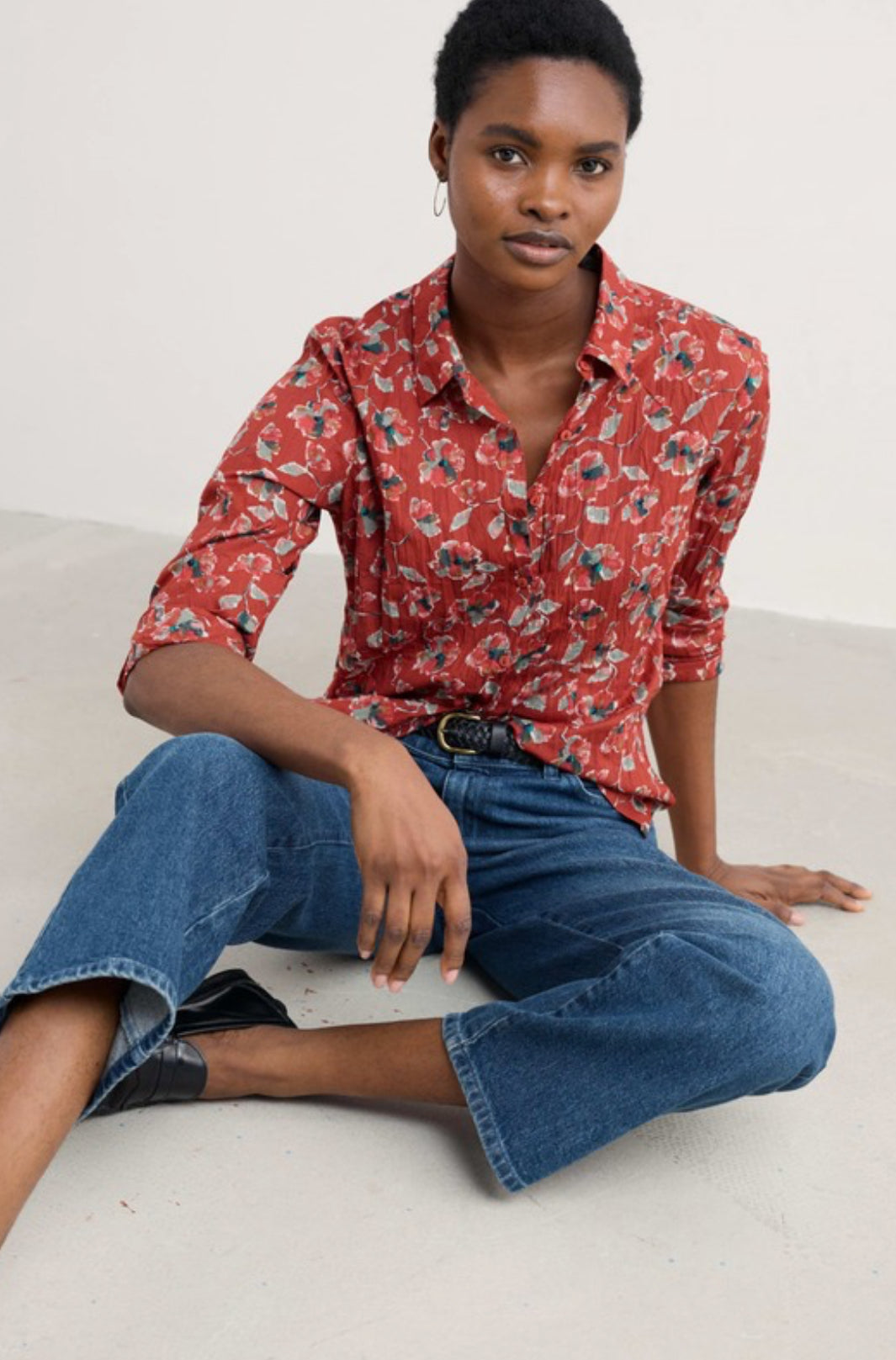 Seasalt Cornwall Larissa Shirt in Artist Camellia Red Sail