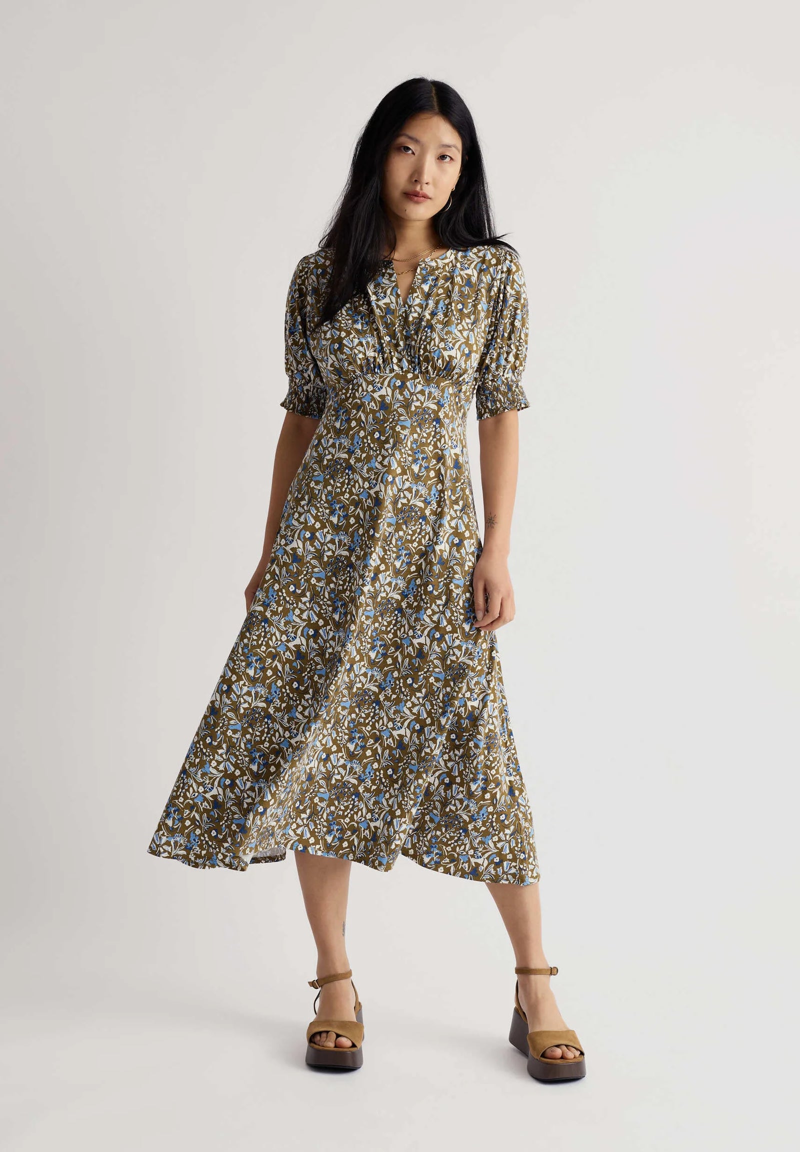 Seasalt Cornwall Fenil Dress in Woodland Floral Seagrass