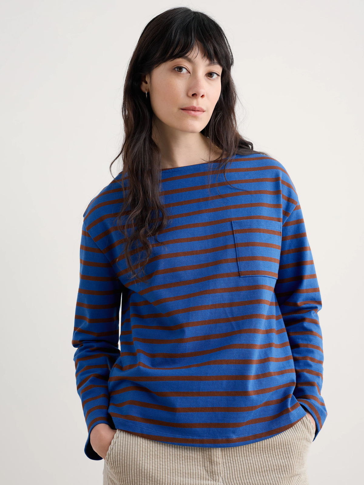 Seasalt Cornwall Beach Boat Top in Breton Ink Cocoa