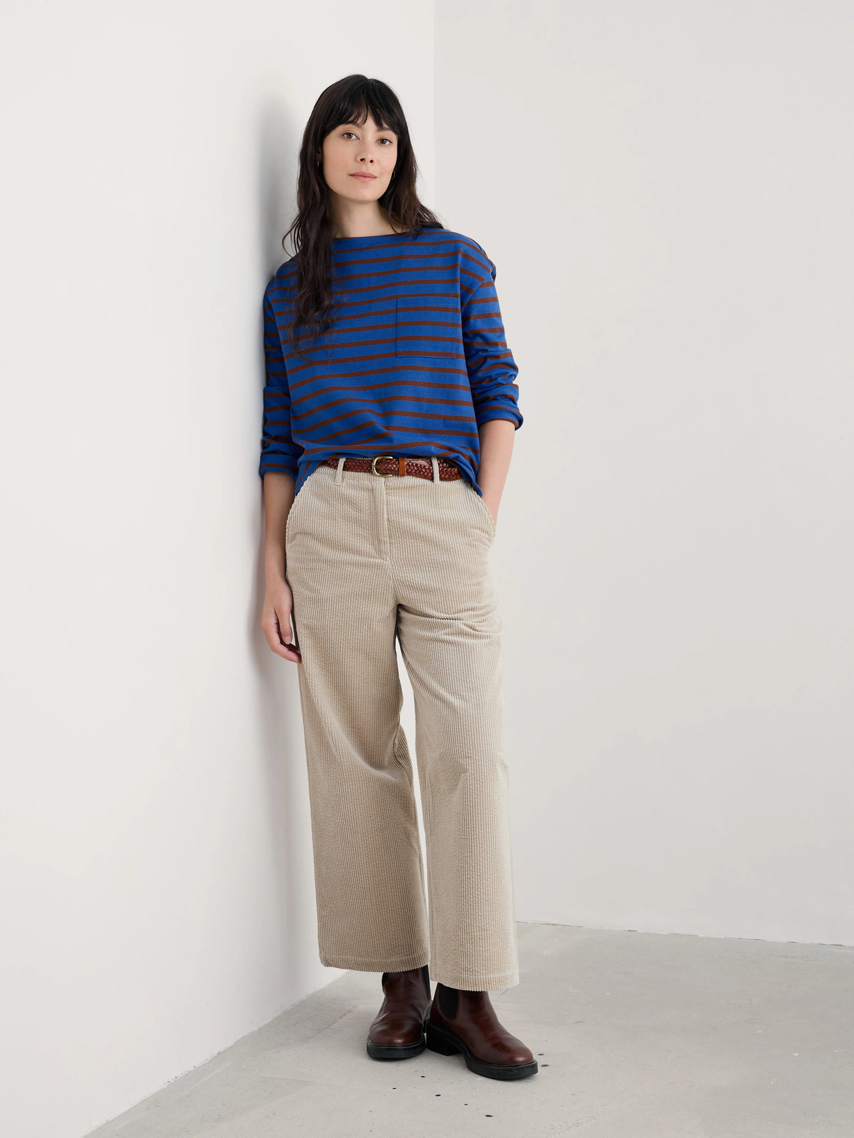 Seasalt Cornwall Beach Boat Top in Breton Ink Cocoa