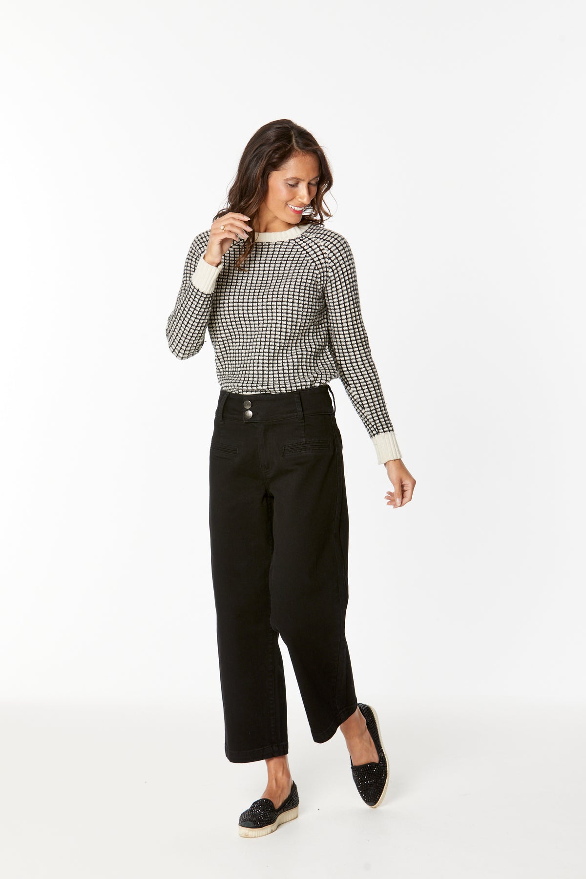 New London Jeans Christow Loose Leg Crop in Black Denim