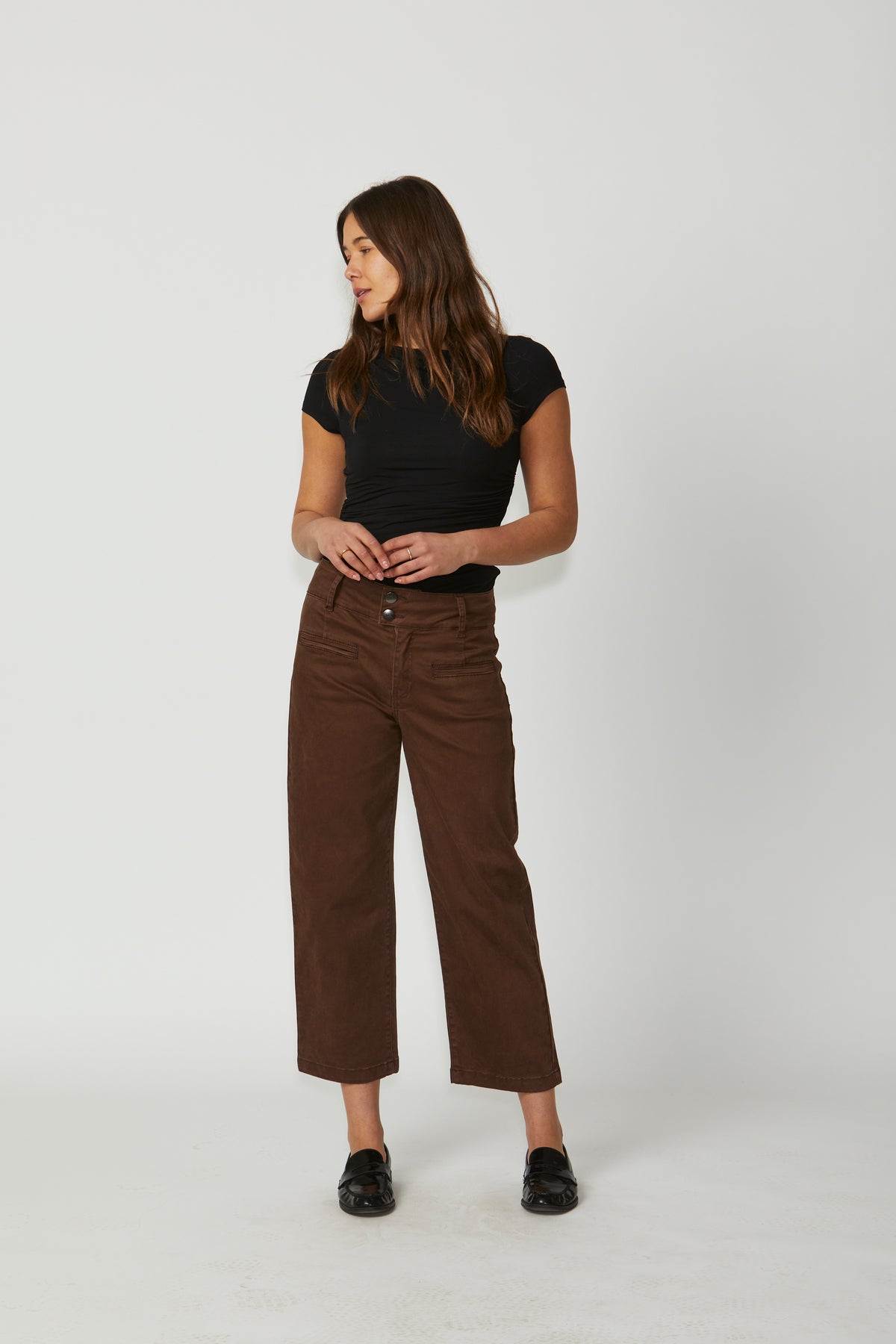 New London Jeans Christow Loose Leg Crop in Chocolate
