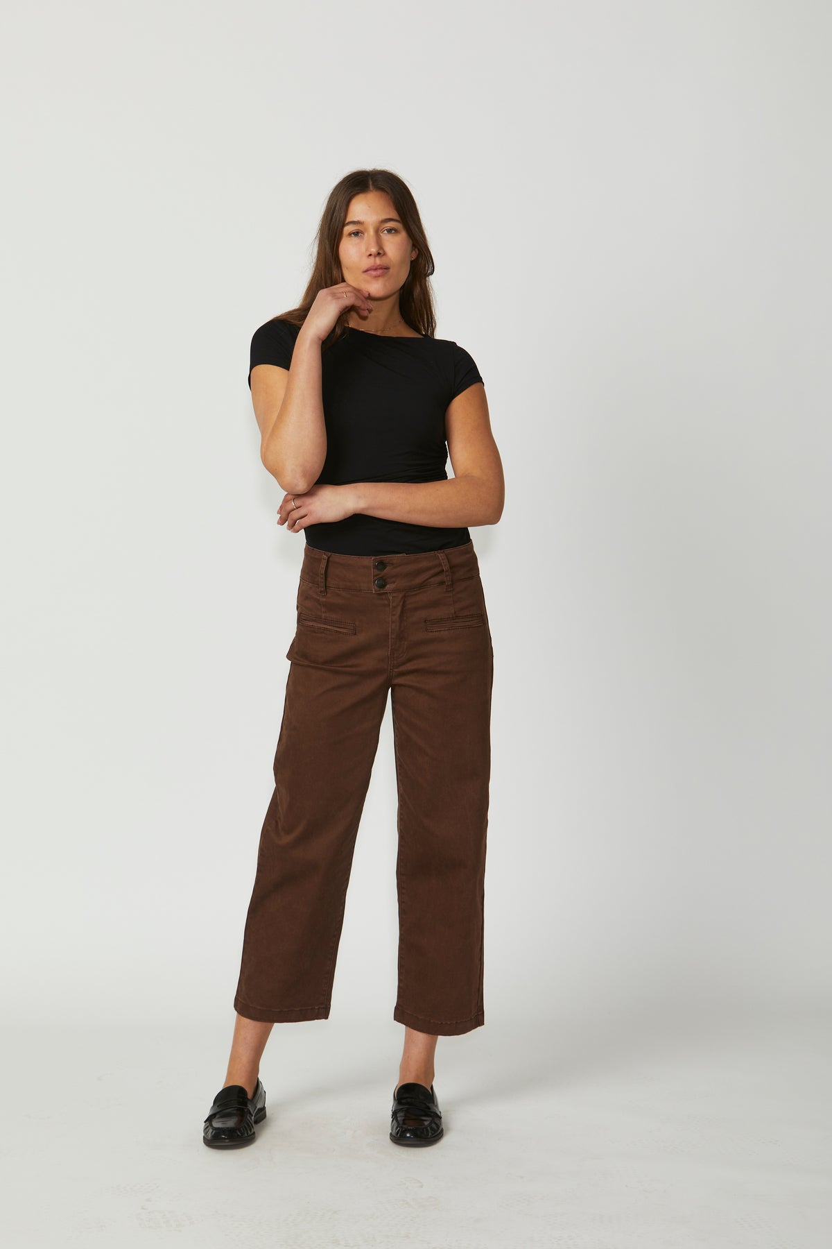 New London Jeans Christow Loose Leg Crop in Chocolate