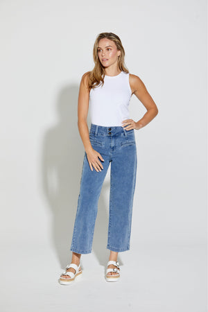 New London Jeans Christow Loose Leg Crop in Denim Blue