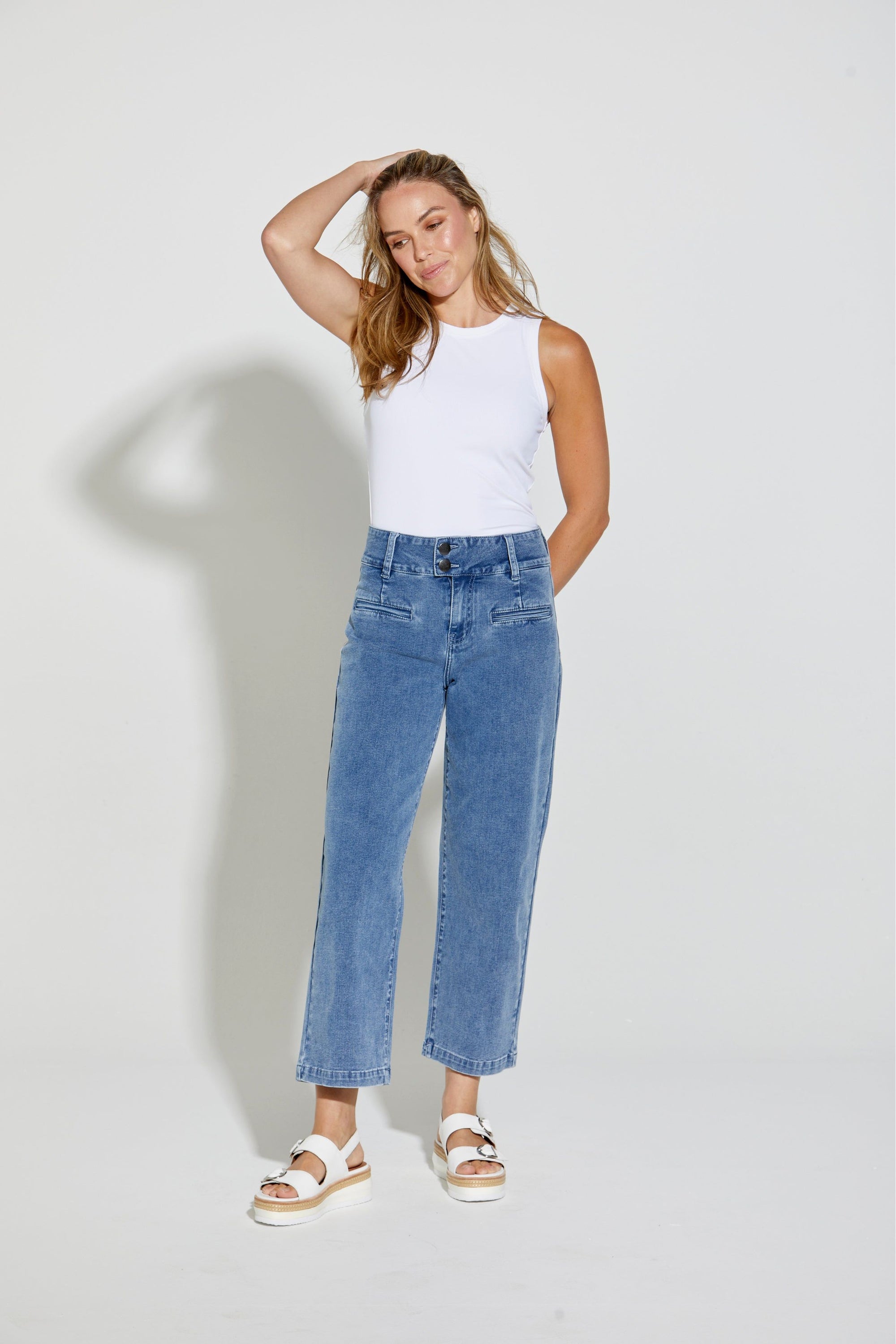 New London Jeans Christow Loose Leg Crop in Denim Blue