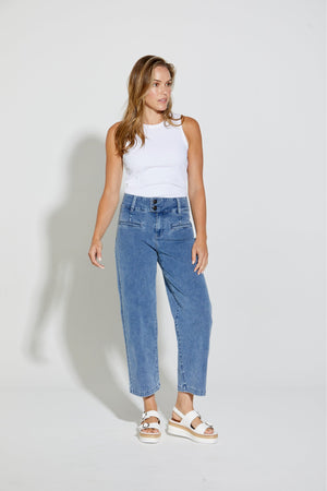 New London Jeans Christow Loose Leg Crop in Denim Blue