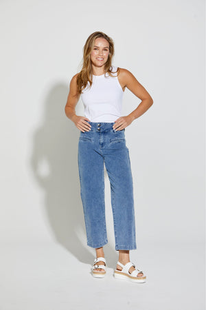 New London Jeans Christow Loose Leg Crop in Denim Blue