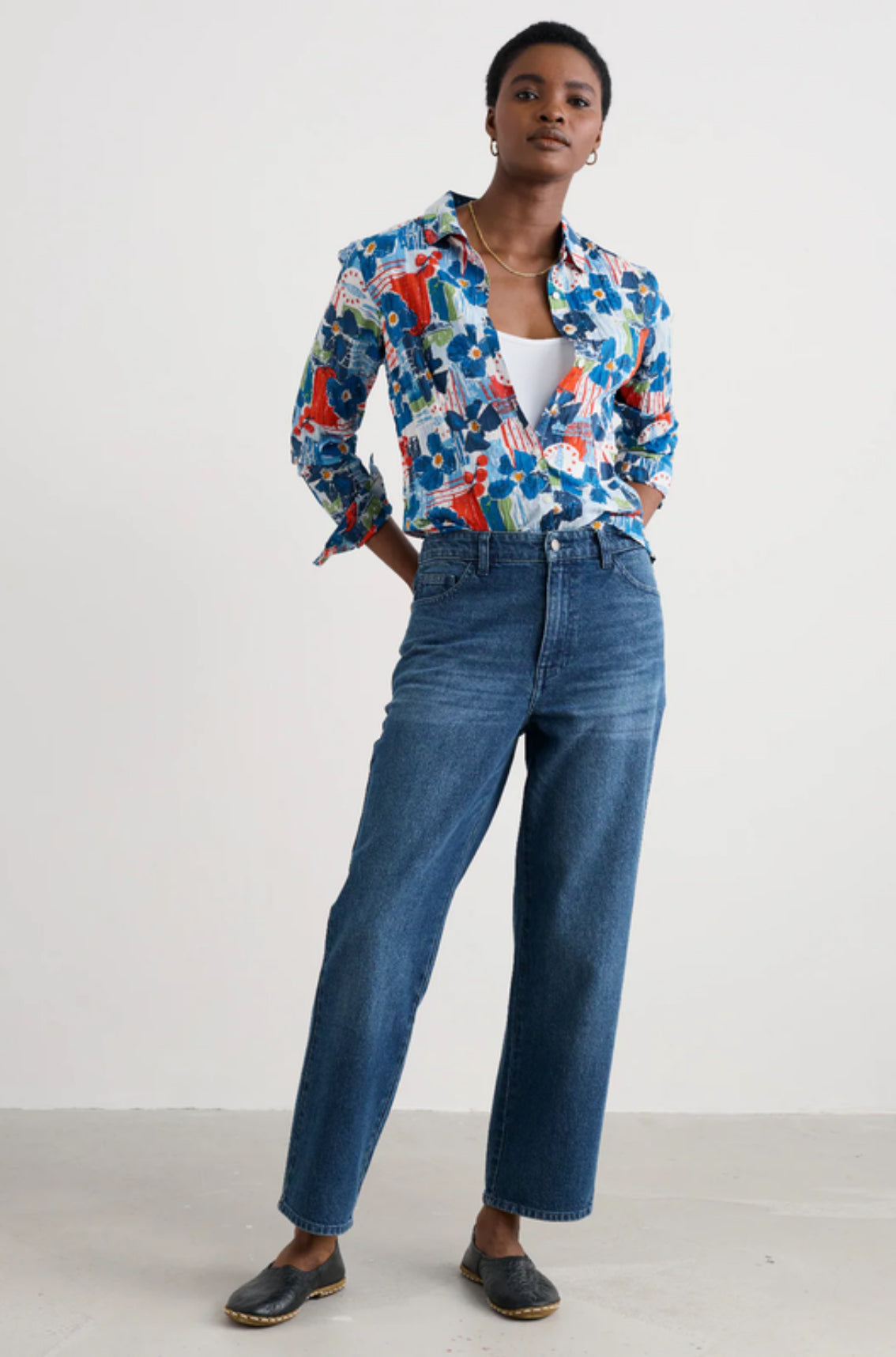 Seasalt Cornwall Larissa Shirt in Table Sketch Chalk