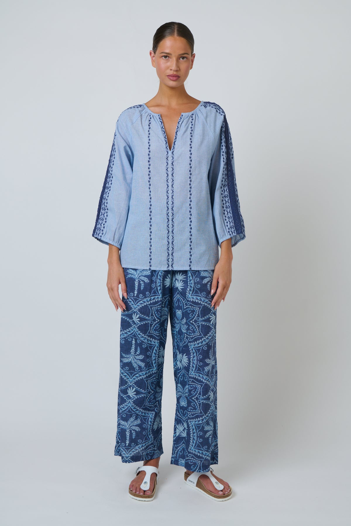 Namastai Embroidered Top in Breeze