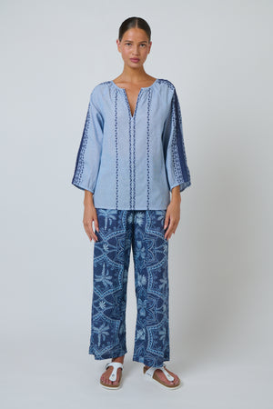 Namastai Embroidered Top in Breeze