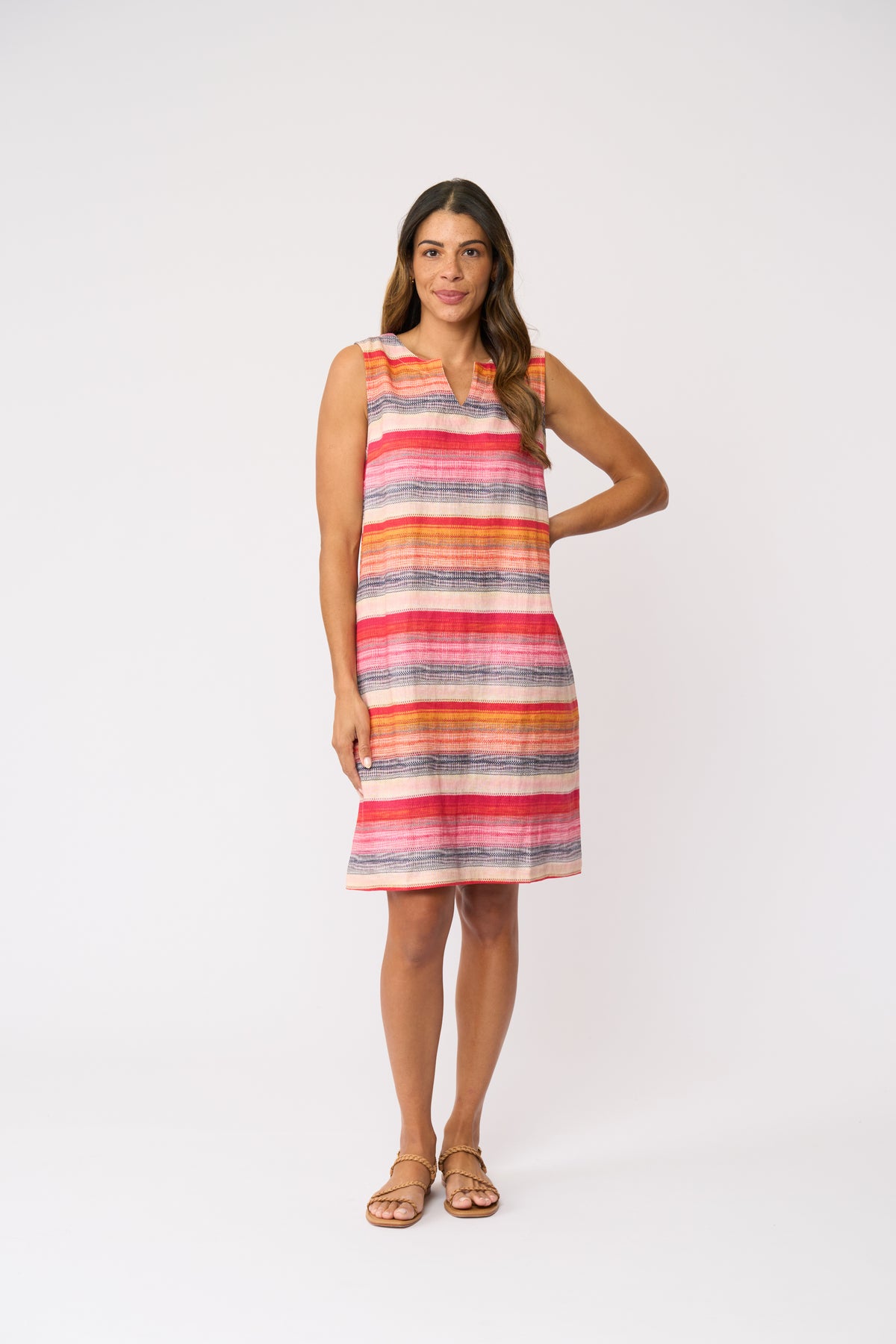 Foil Sun-Sational Dress in Sunset Stripe
