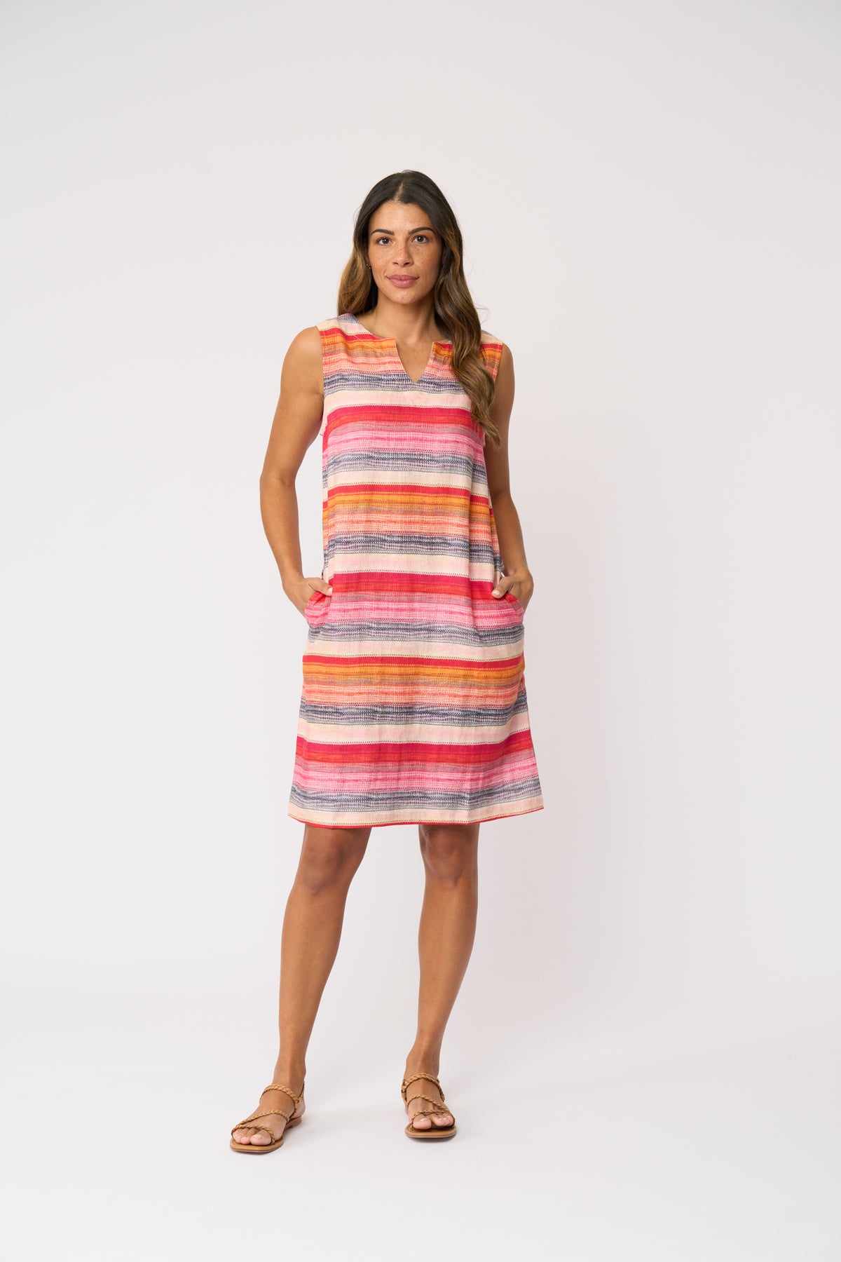 Foil Sun-Sational Dress in Sunset Stripe