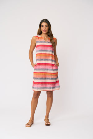 Foil Sun-Sational Dress in Sunset Stripe