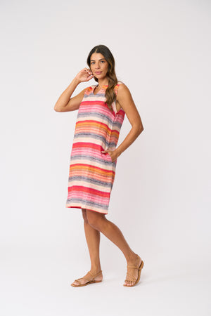 Foil Sun-Sational Dress in Sunset Stripe