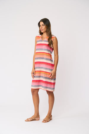 Foil Sun-Sational Dress in Sunset Stripe