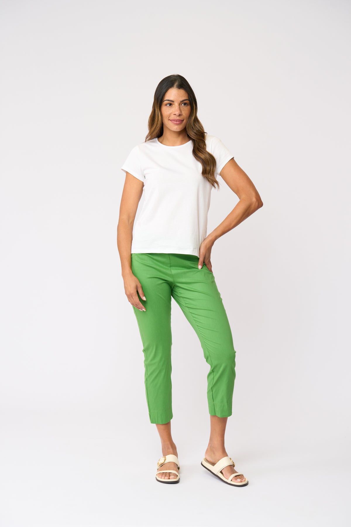 Foil Fuss Free Taper Trapeze Capri Pant in Le Palma