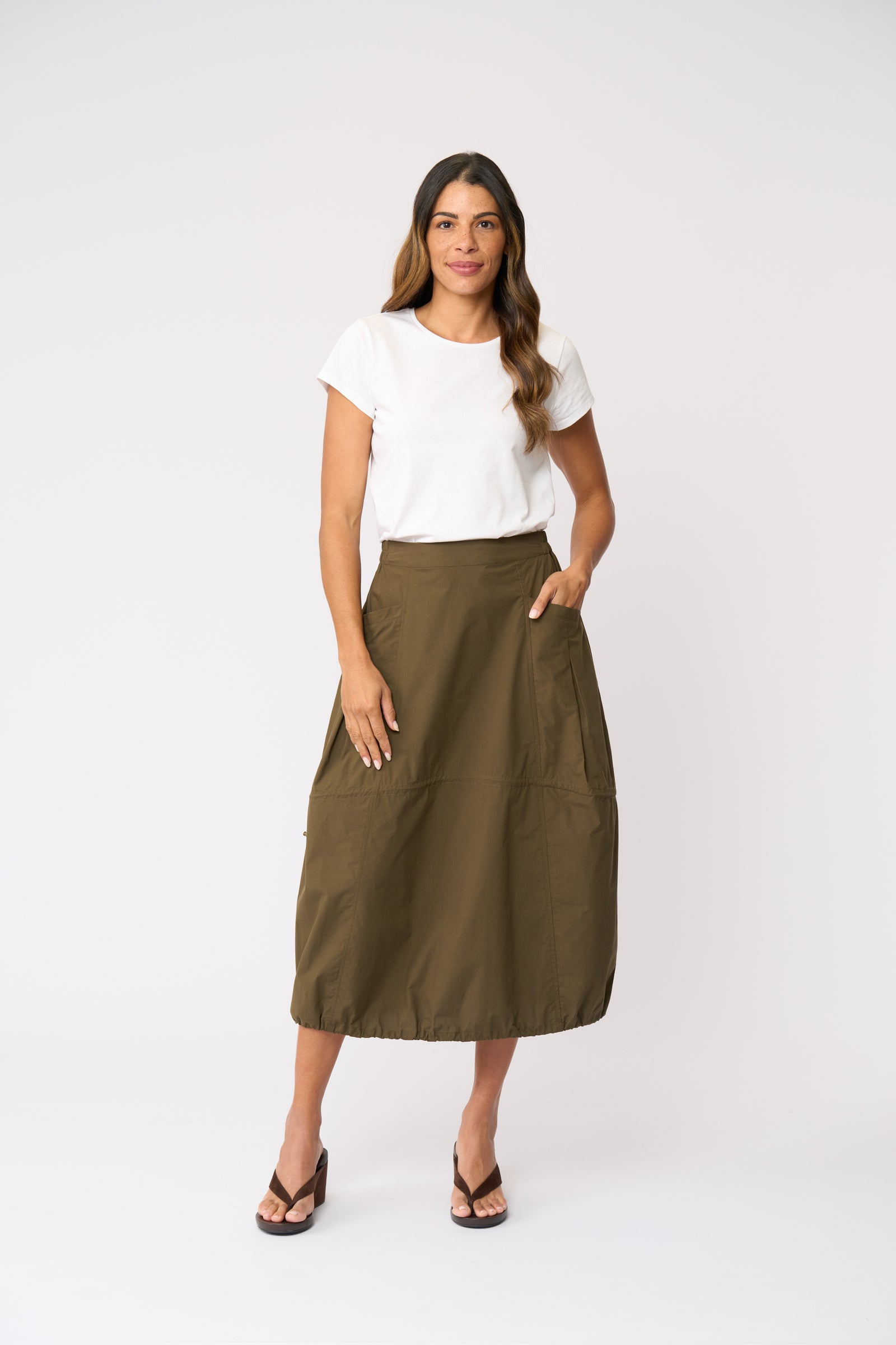 Foil Hemline Hype Skirt in Olive