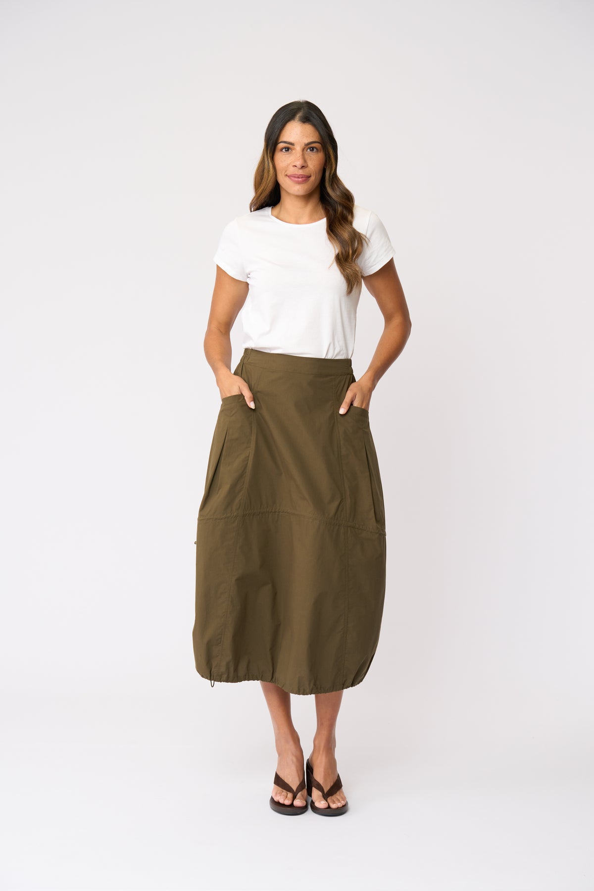 Foil Hemline Hype Skirt in Olive