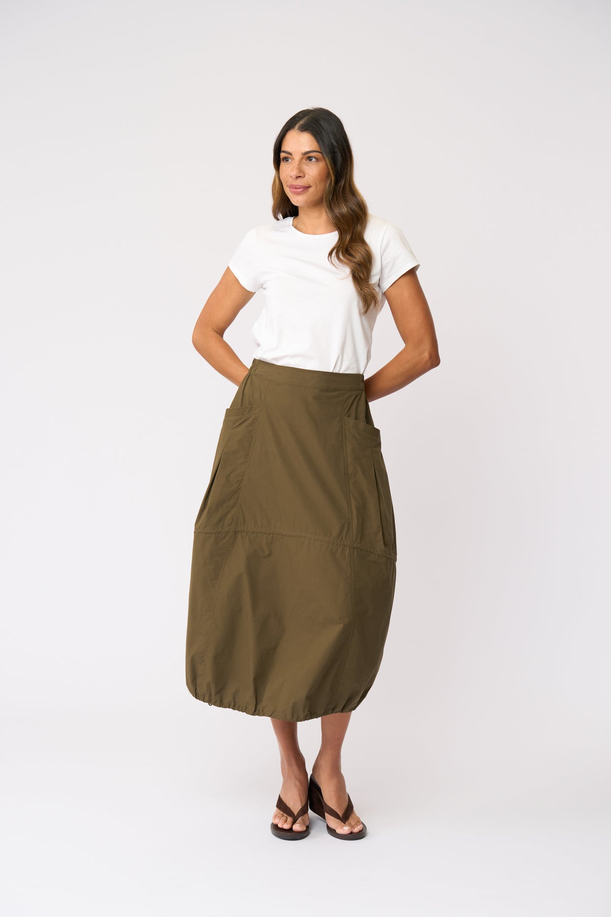 Foil Hemline Hype Skirt in Olive