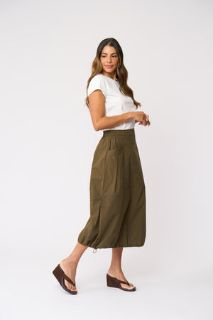 Foil Hemline Hype Skirt in Olive